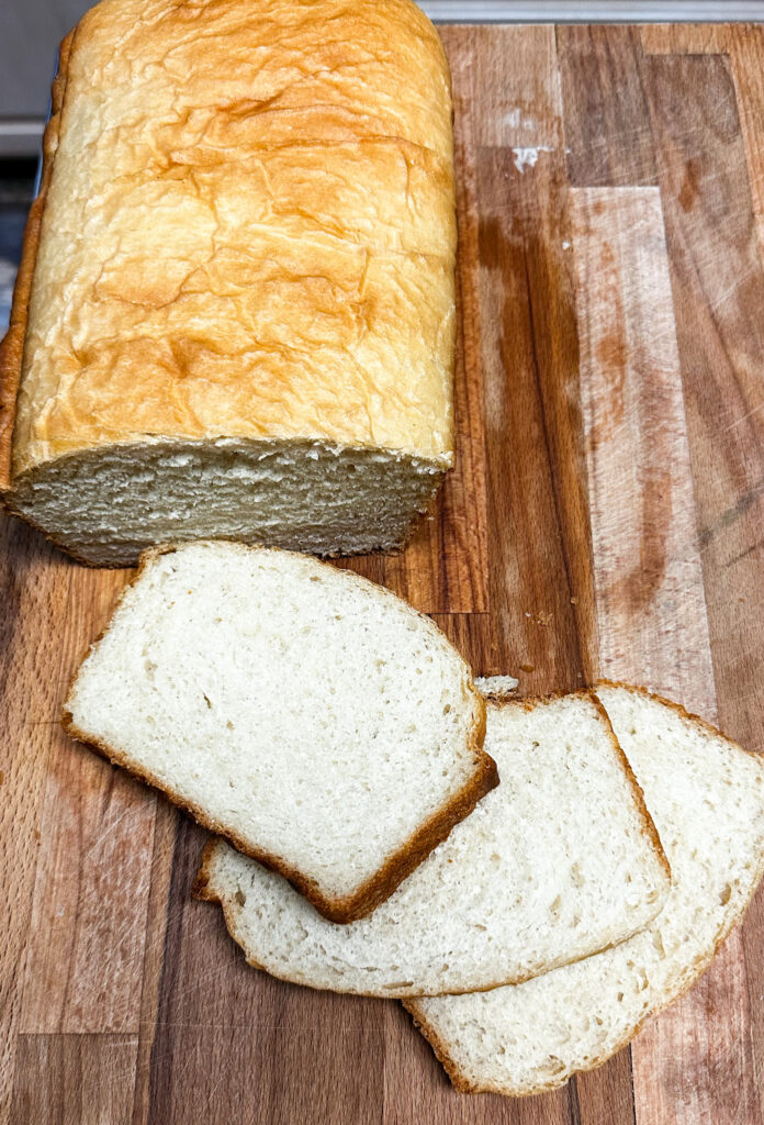 sliced bread load on cutting board