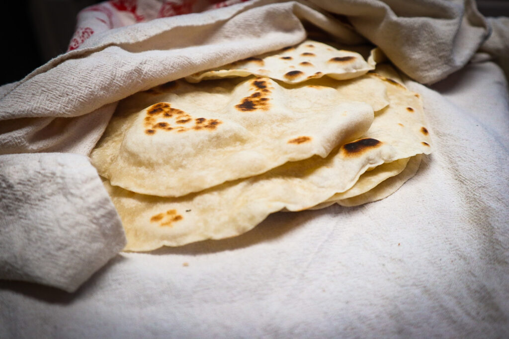 tortillas wrapped in cloth