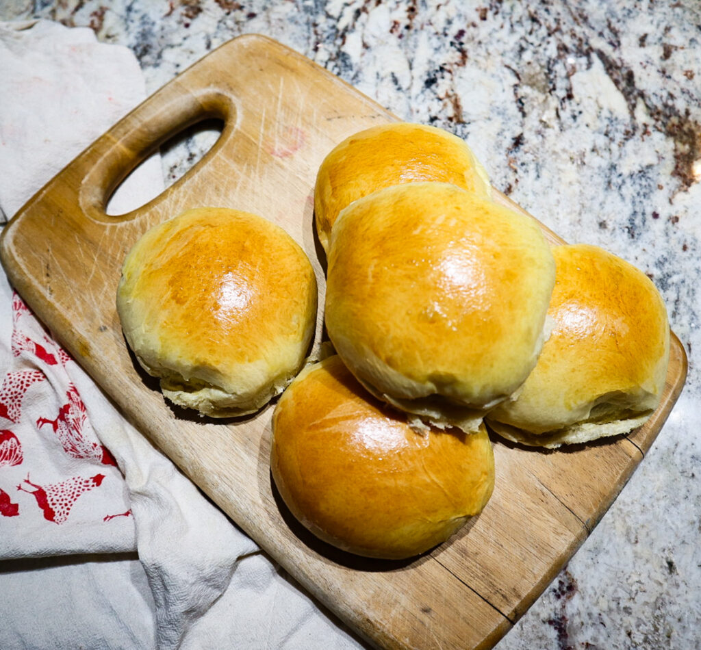 hamburger buns on a counter top