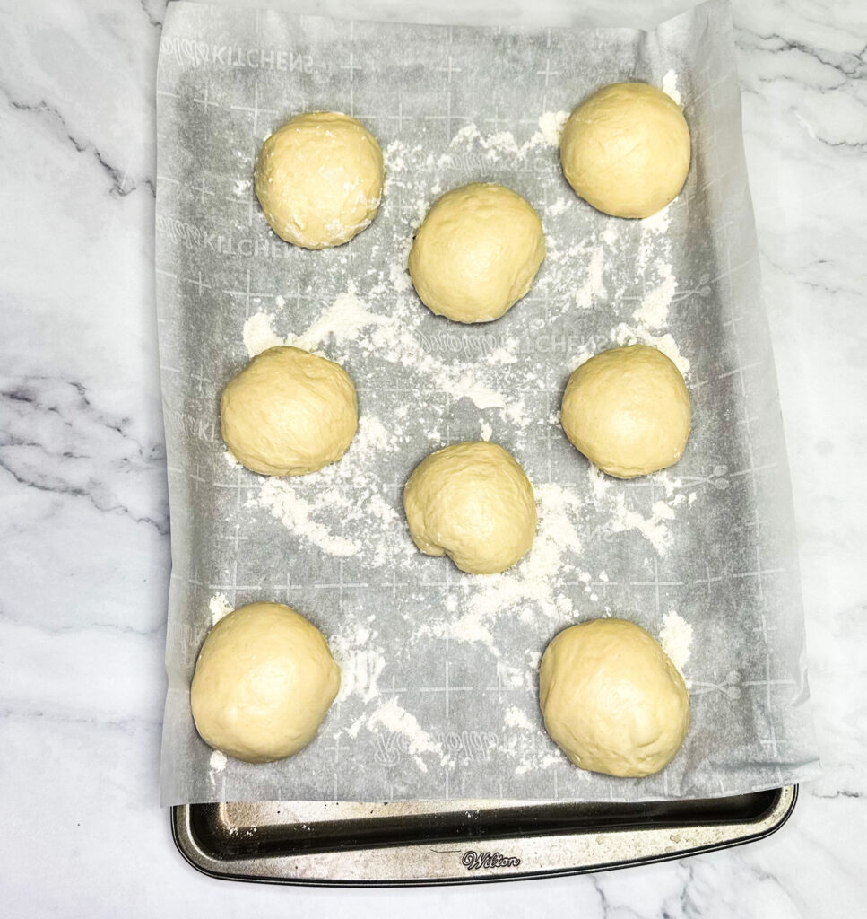 sourdough bagel dough on a counter top