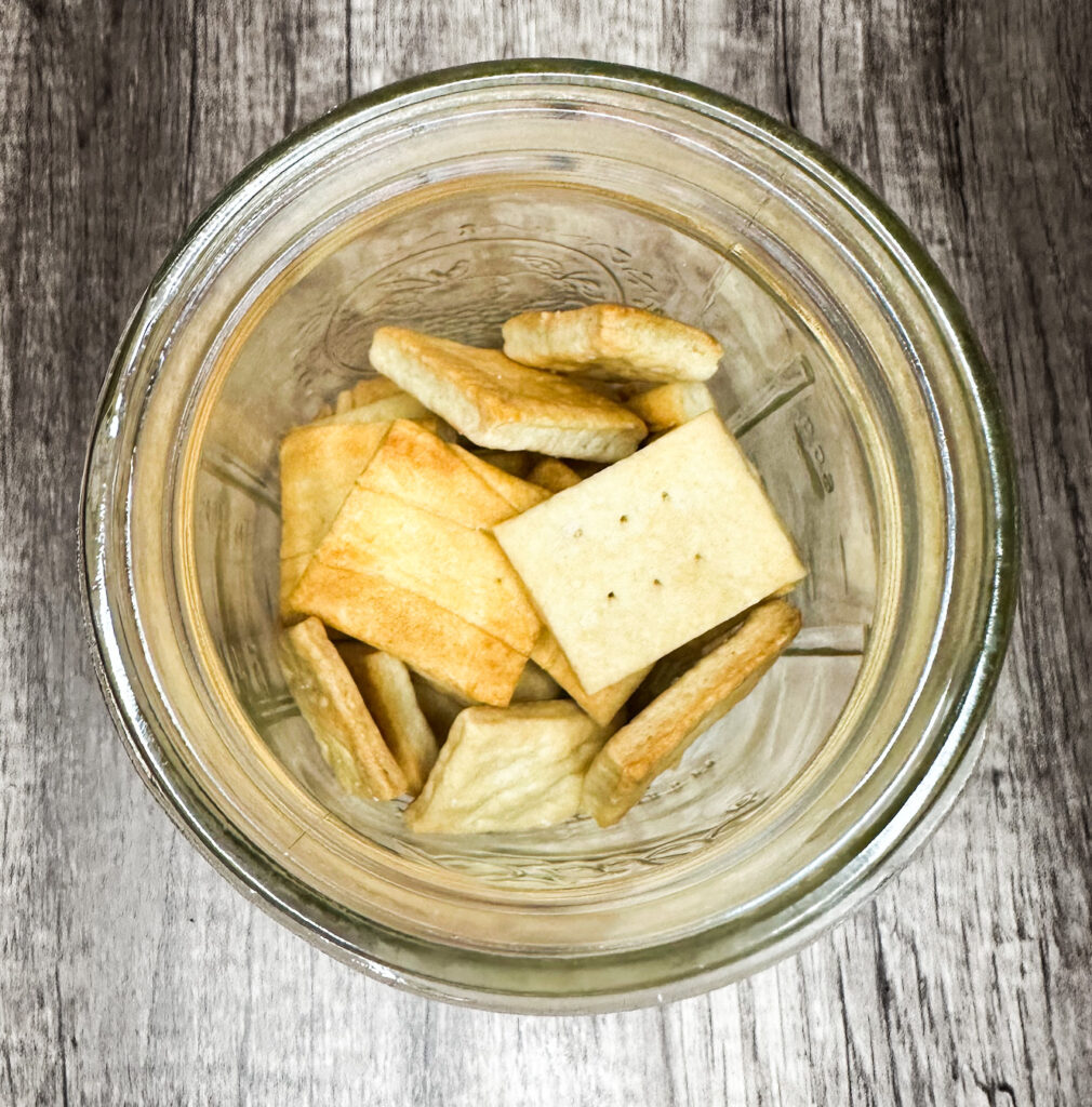 sourdough discard crackers in a mason jar