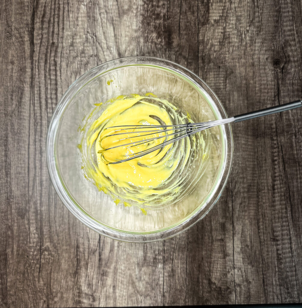 homemade mayonnaise in a glass bowl