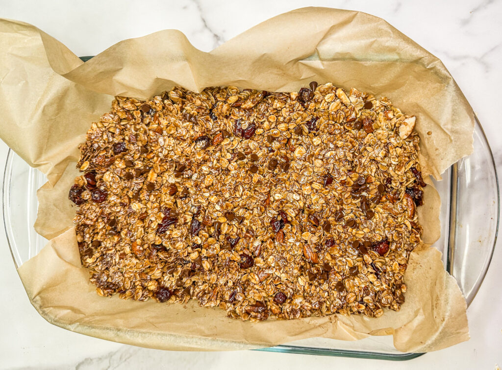 homemade granola bars on parchment paper