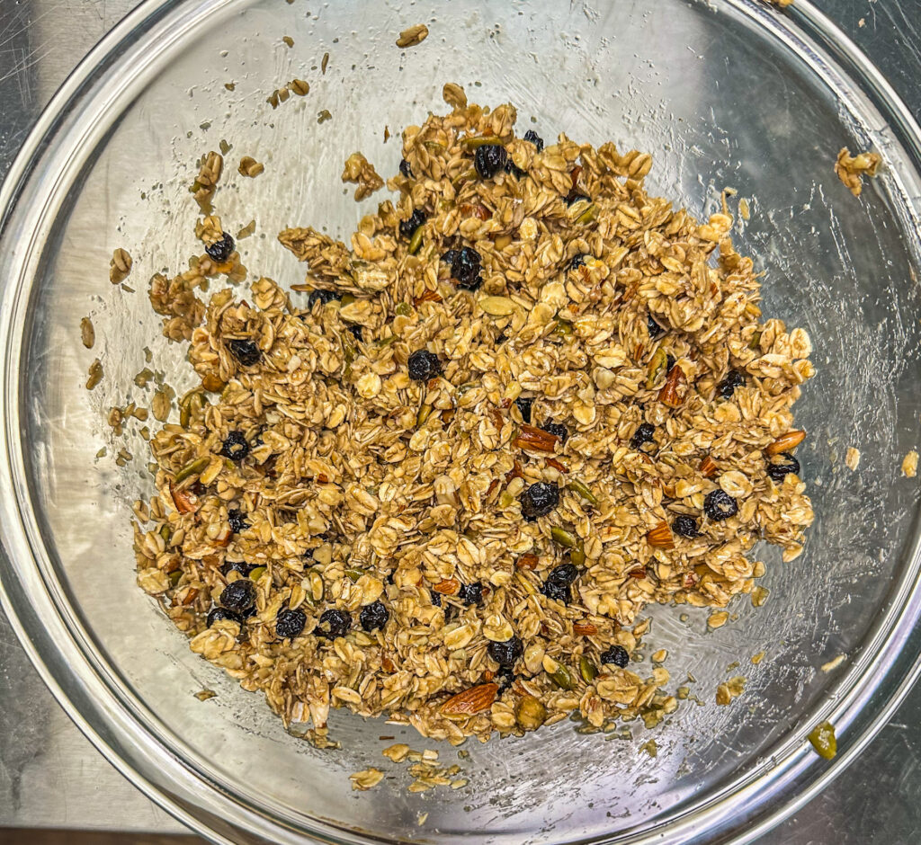 homemade granola bar mixture in a bowl
