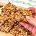 homemade granola bars on a cutting board